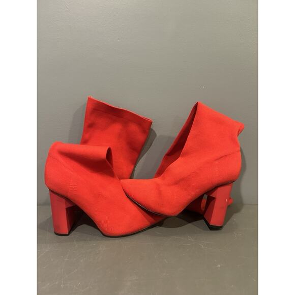 Zara Woman Sock High Boot Red Woman Size 41 - Picture 1 of 7
